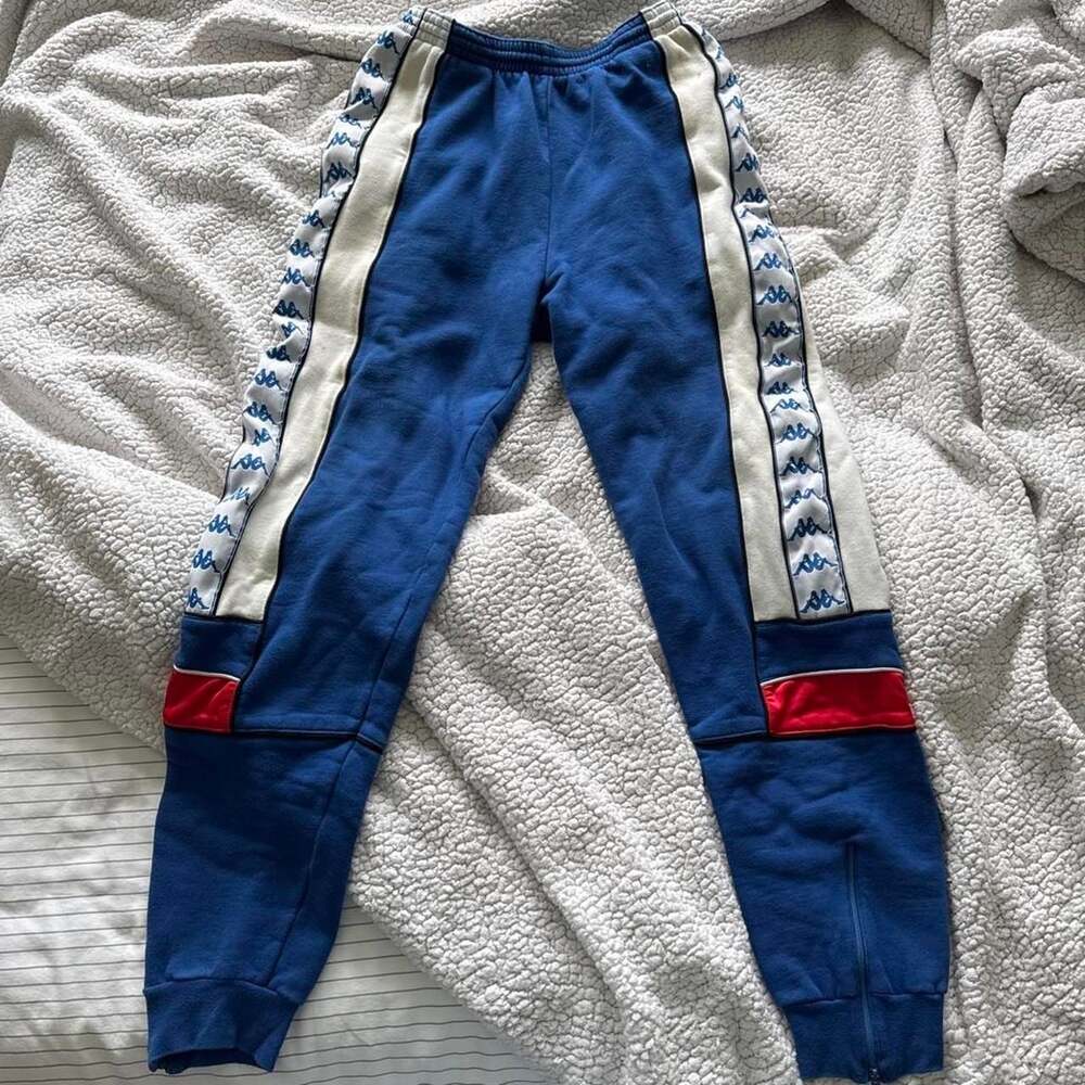 Vintage Kappa Blue Track Pants with Side Logo Taping